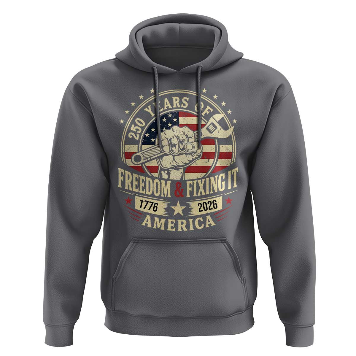 USA 250th Anniversary Patriotic Mechanic Hoodie Freedom And Fixing It
