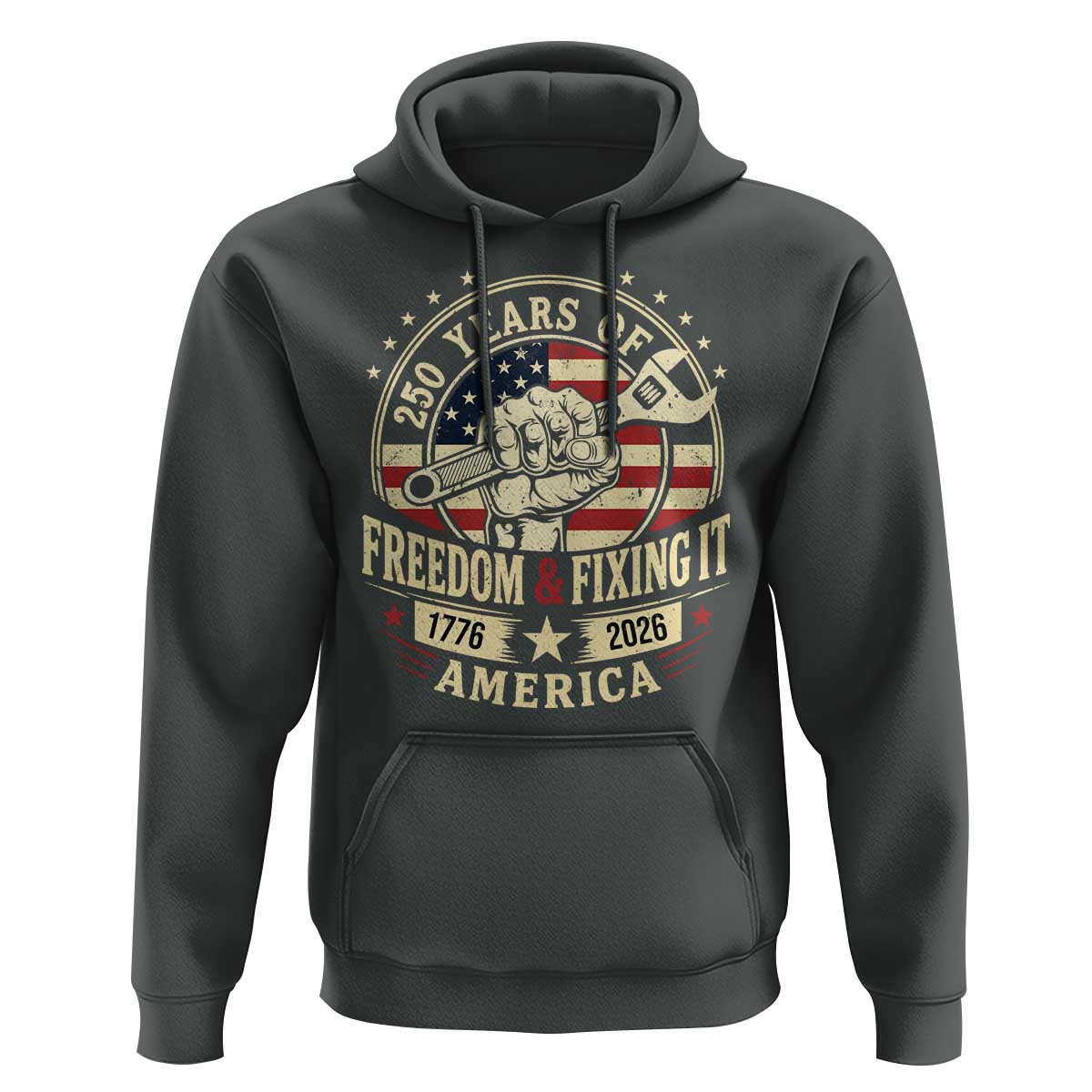 USA 250th Anniversary Patriotic Mechanic Hoodie Freedom And Fixing It