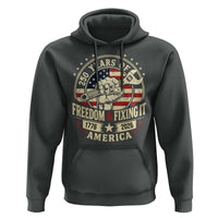 USA 250th Anniversary Patriotic Mechanic Hoodie Freedom And Fixing It