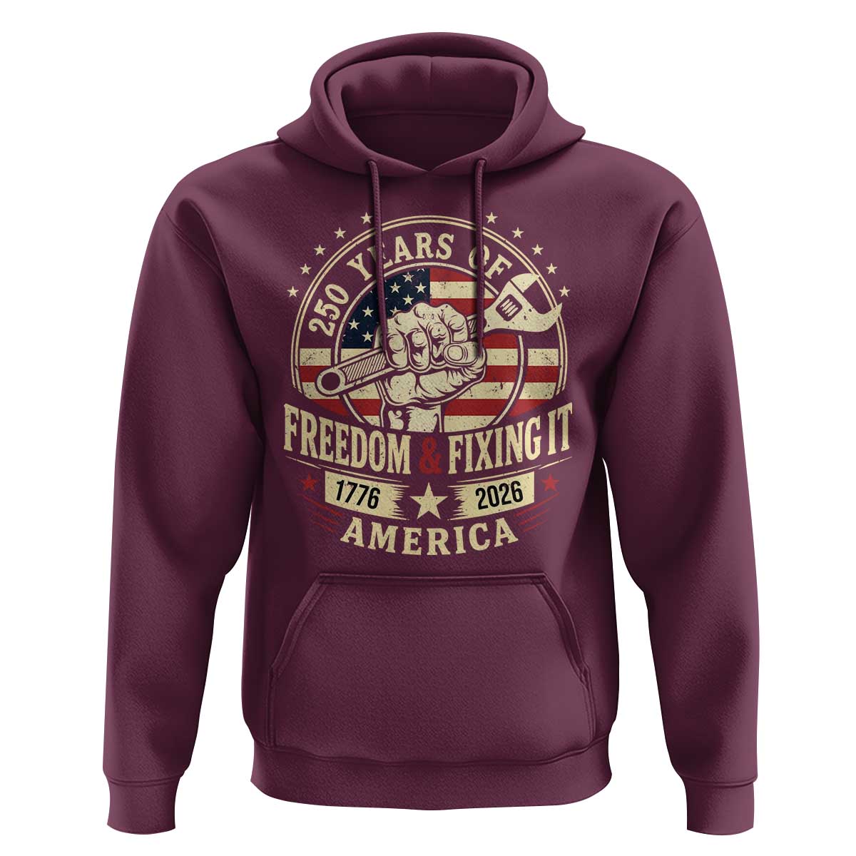 USA 250th Anniversary Patriotic Mechanic Hoodie Freedom And Fixing It