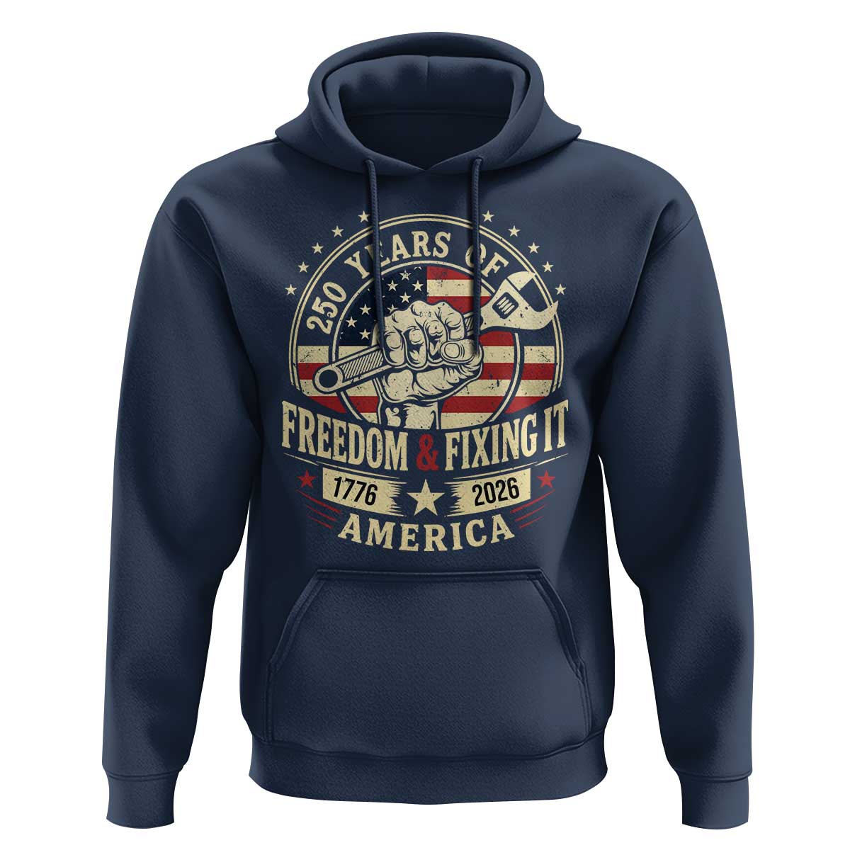 USA 250th Anniversary Patriotic Mechanic Hoodie Freedom And Fixing It