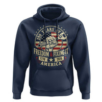 USA 250th Anniversary Patriotic Mechanic Hoodie Freedom And Fixing It