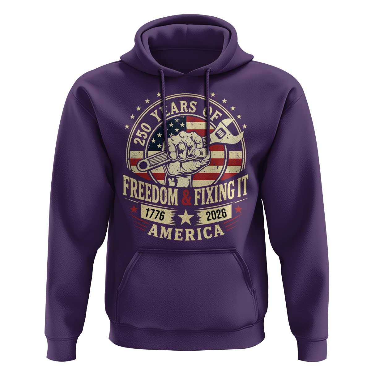 USA 250th Anniversary Patriotic Mechanic Hoodie Freedom And Fixing It