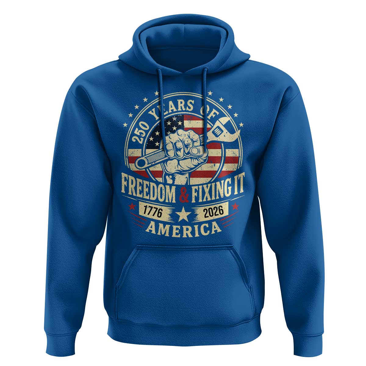 USA 250th Anniversary Patriotic Mechanic Hoodie Freedom And Fixing It
