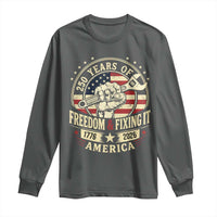 USA 250th Anniversary Patriotic Mechanic Long Sleeve Shirt Freedom And Fixing It