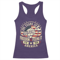 USA 250th Anniversary Patriotic Mechanic Racerback Tank Top Freedom And Fixing It