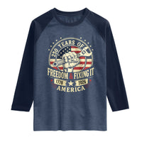 USA 250th Anniversary Patriotic Mechanic Raglan Shirt Freedom And Fixing It