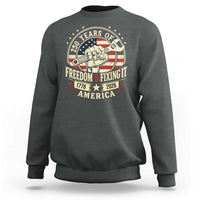 USA 250th Anniversary Patriotic Mechanic Sweatshirt Freedom And Fixing It