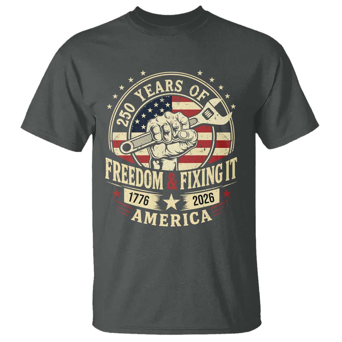 USA 250th Anniversary Patriotic Mechanic T Shirt Freedom And Fixing It