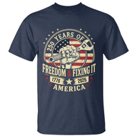 USA 250th Anniversary Patriotic Mechanic T Shirt Freedom And Fixing It