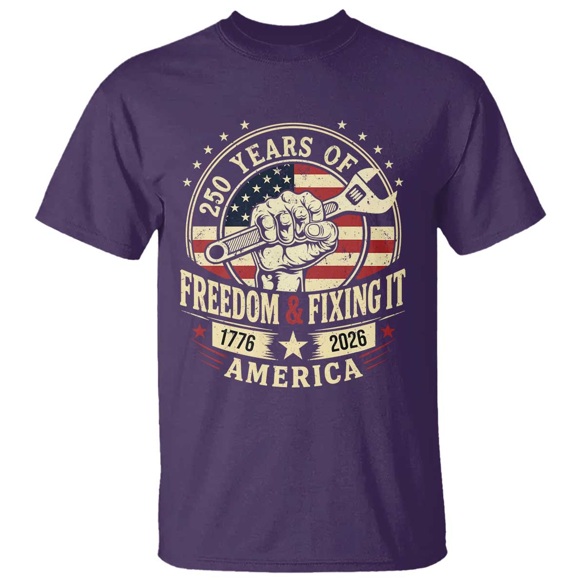 USA 250th Anniversary Patriotic Mechanic T Shirt Freedom And Fixing It