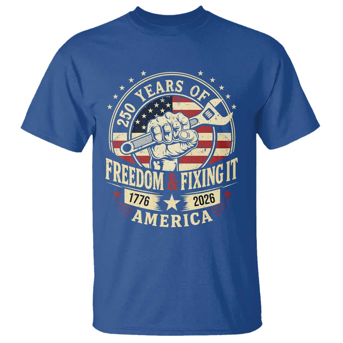 USA 250th Anniversary Patriotic Mechanic T Shirt Freedom And Fixing It
