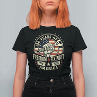 USA 250th Anniversary Patriotic Mechanic T Shirt For Women Freedom And Fixing It
