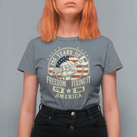 USA 250th Anniversary Patriotic Mechanic T Shirt For Women Freedom And Fixing It