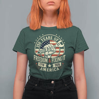 USA 250th Anniversary Patriotic Mechanic T Shirt For Women Freedom And Fixing It
