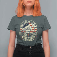 USA 250th Anniversary Patriotic Mechanic T Shirt For Women Freedom And Fixing It
