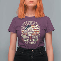 USA 250th Anniversary Patriotic Mechanic T Shirt For Women Freedom And Fixing It