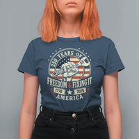USA 250th Anniversary Patriotic Mechanic T Shirt For Women Freedom And Fixing It