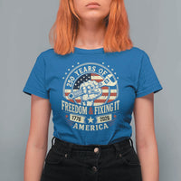 USA 250th Anniversary Patriotic Mechanic T Shirt For Women Freedom And Fixing It