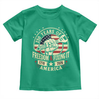 USA 250th Anniversary Patriotic Mechanic Toddler T Shirt Freedom And Fixing It