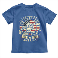 USA 250th Anniversary Patriotic Mechanic Toddler T Shirt Freedom And Fixing It