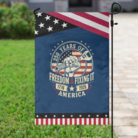 USA 250th Anniversary Patriotic Mechanic Patriotic Garden Flag Freedom And Fixing It