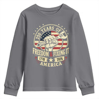 USA 250th Anniversary Patriotic Mechanic Youth Sweatshirt Freedom And Fixing It