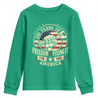 USA 250th Anniversary Patriotic Mechanic Youth Sweatshirt Freedom And Fixing It
