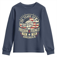 USA 250th Anniversary Patriotic Mechanic Youth Sweatshirt Freedom And Fixing It