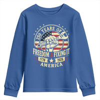USA 250th Anniversary Patriotic Mechanic Youth Sweatshirt Freedom And Fixing It