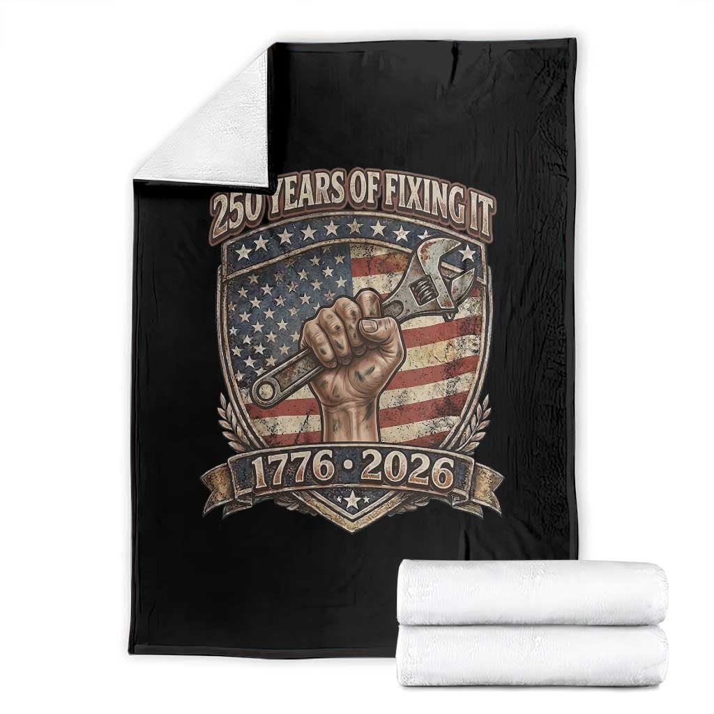250 Years Of Fixing It Throw Blanket America 250th Anniversary Mechanic