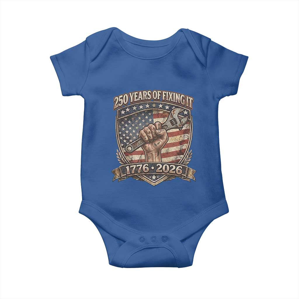 250 Years Of Fixing It Baby Onesie America 250th Anniversary Mechanic