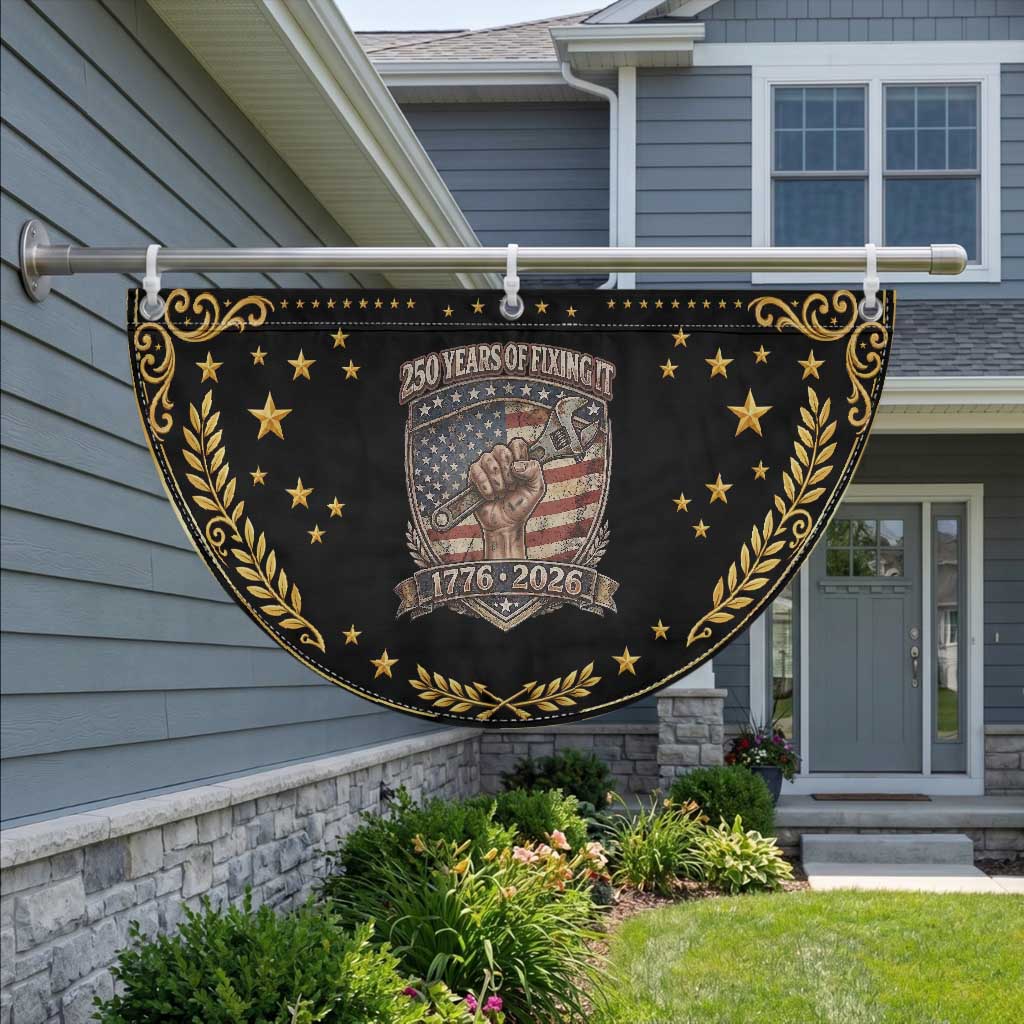 250 Years Of Fixing It Patriotic Fan Flag USA 250th Anniversary Mechanic