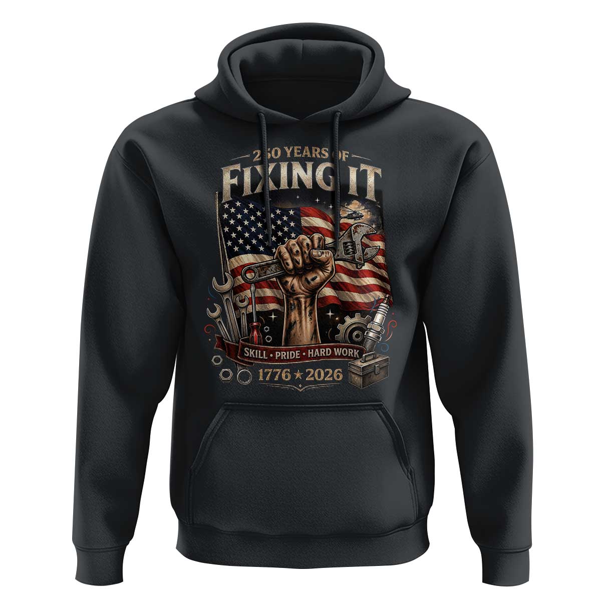 250 Years Of Fixing It Mechanic Pride Hoodie America 250 Anniversary Gift