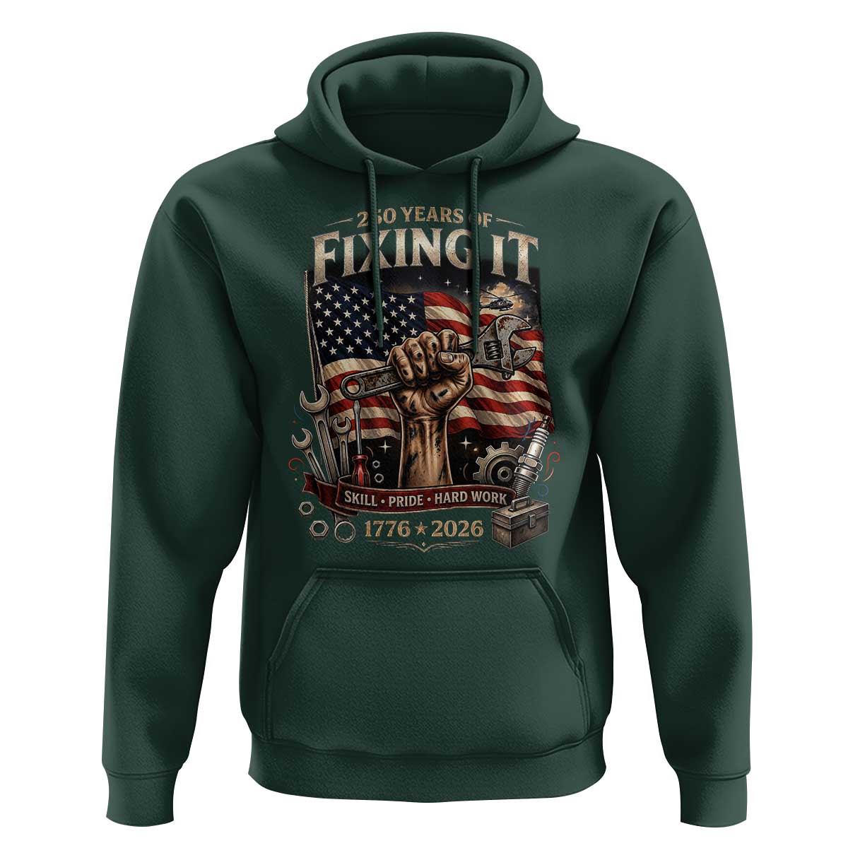 250 Years Of Fixing It Mechanic Pride Hoodie America 250 Anniversary Gift