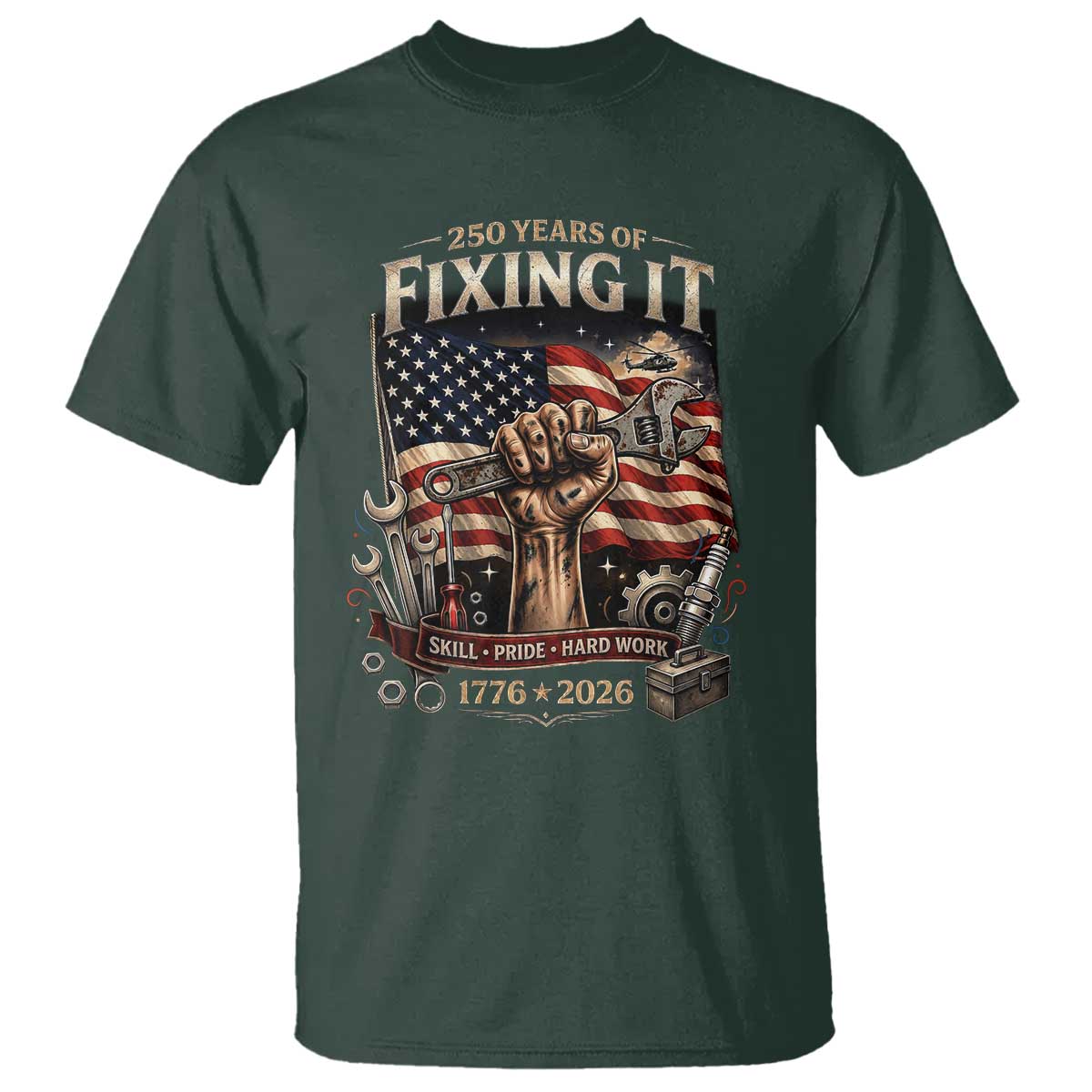 250 Years Of Fixing It Mechanic Pride T Shirt America 250 Anniversary Gift
