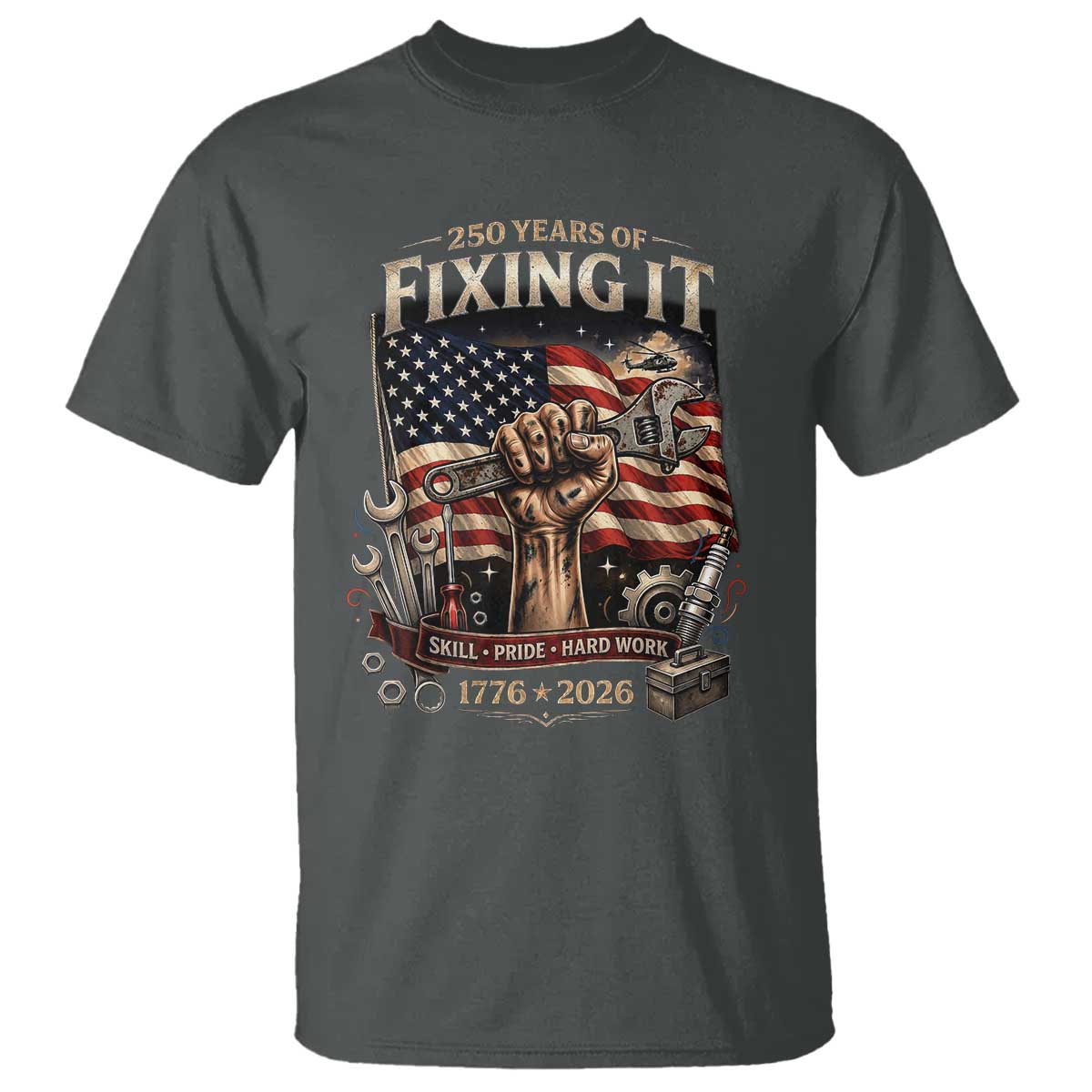 250 Years Of Fixing It Mechanic Pride T Shirt America 250 Anniversary Gift