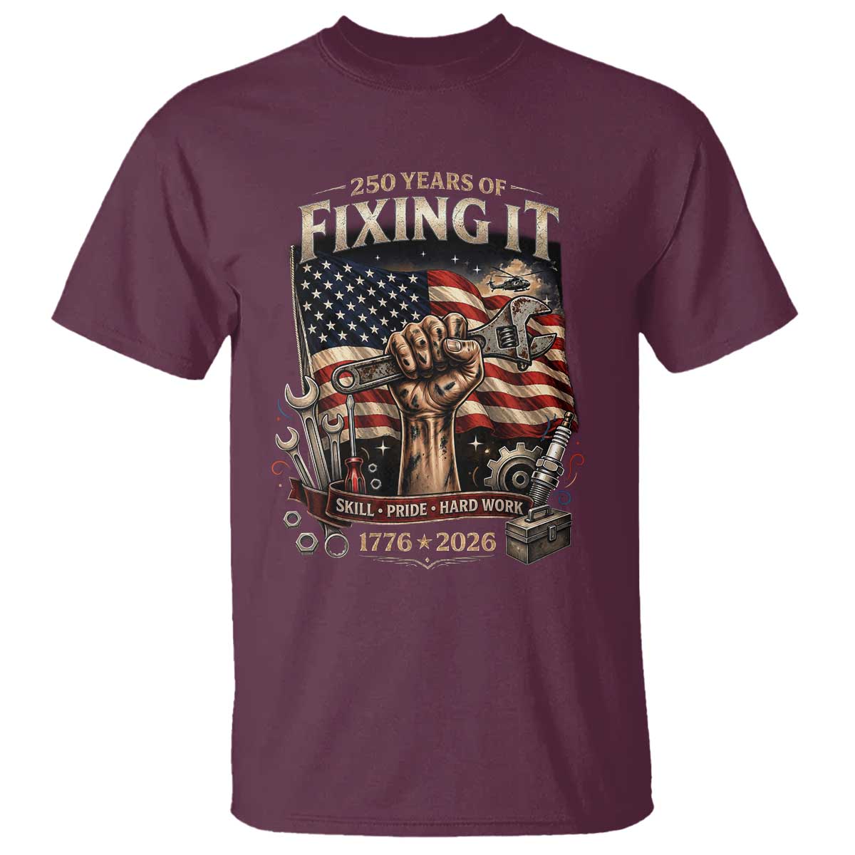 250 Years Of Fixing It Mechanic Pride T Shirt America 250 Anniversary Gift