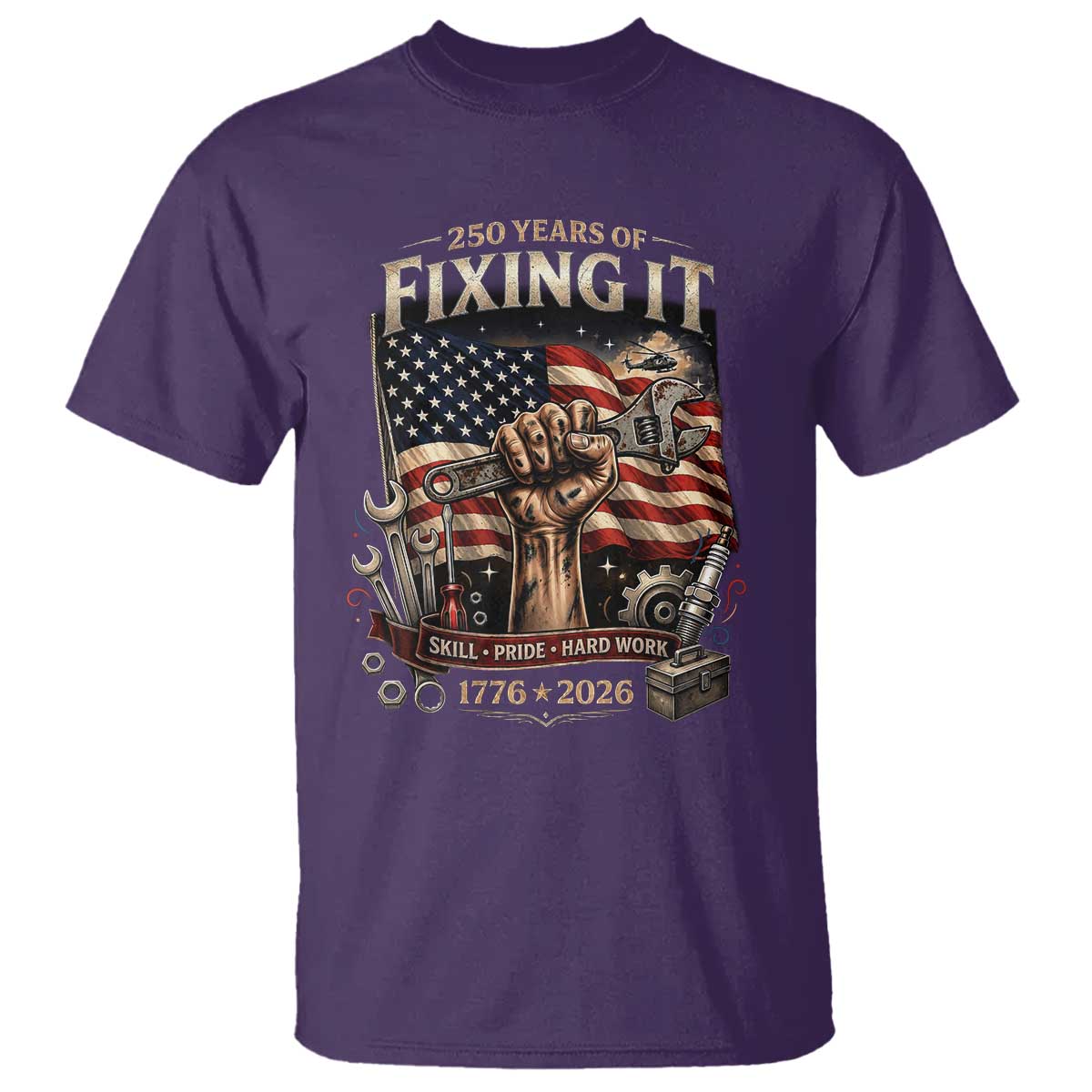 250 Years Of Fixing It Mechanic Pride T Shirt America 250 Anniversary Gift