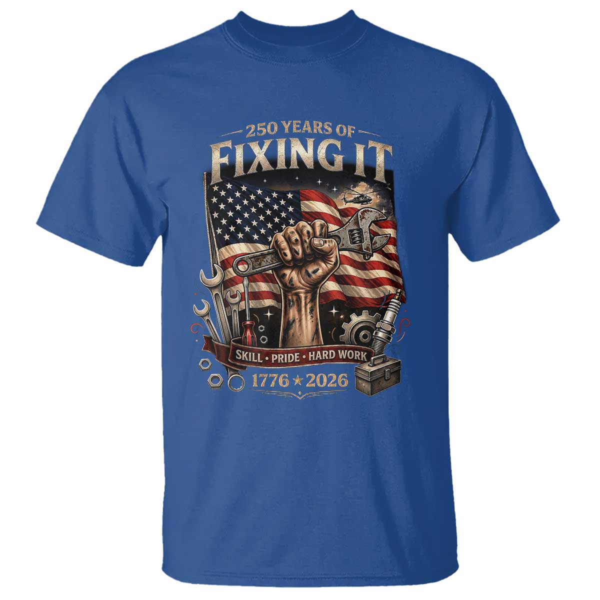 250 Years Of Fixing It Mechanic Pride T Shirt America 250 Anniversary Gift