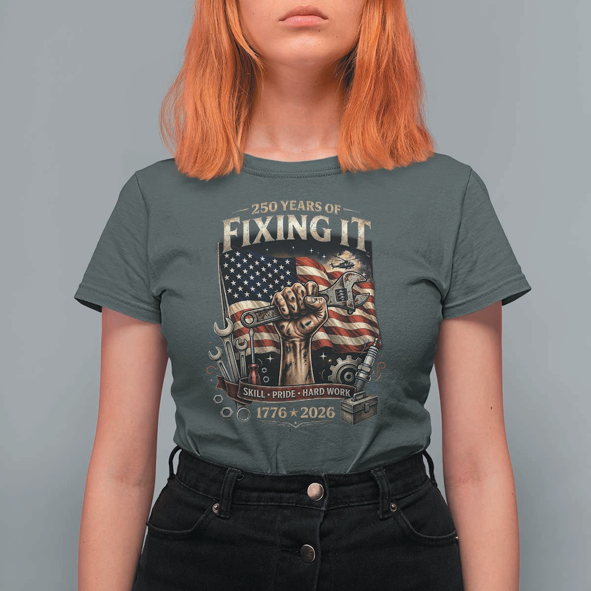 250 Years Of Fixing It Mechanic Pride T Shirt For Women America 250 Anniversary Gift