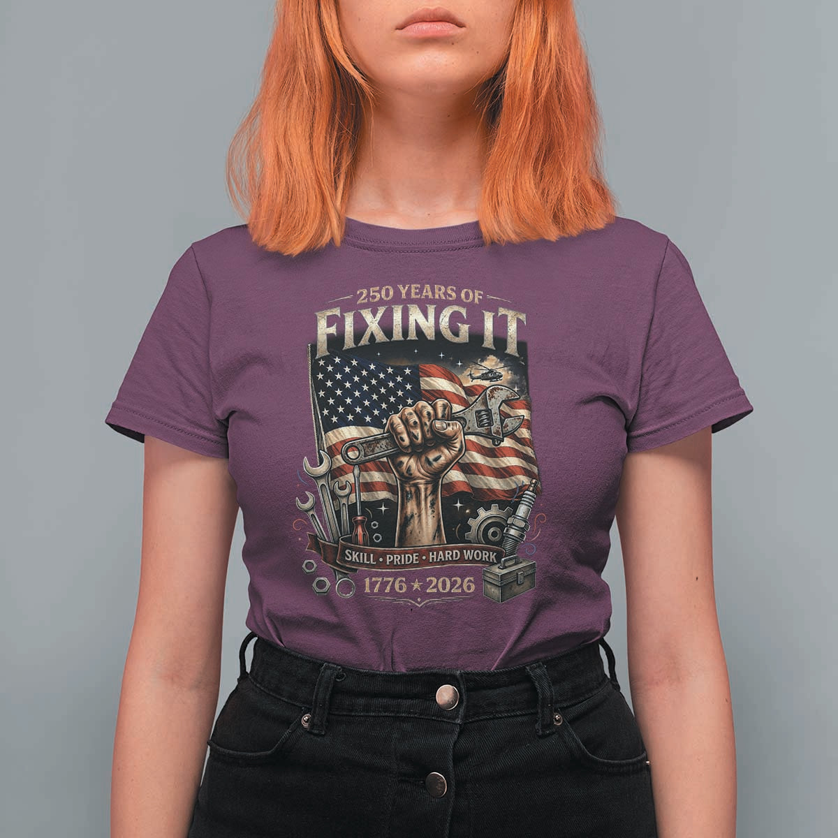 250 Years Of Fixing It Mechanic Pride T Shirt For Women America 250 Anniversary Gift