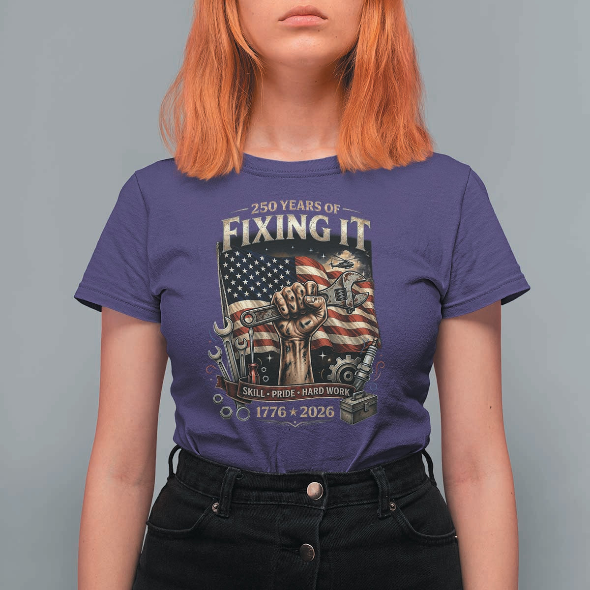 250 Years Of Fixing It Mechanic Pride T Shirt For Women America 250 Anniversary Gift