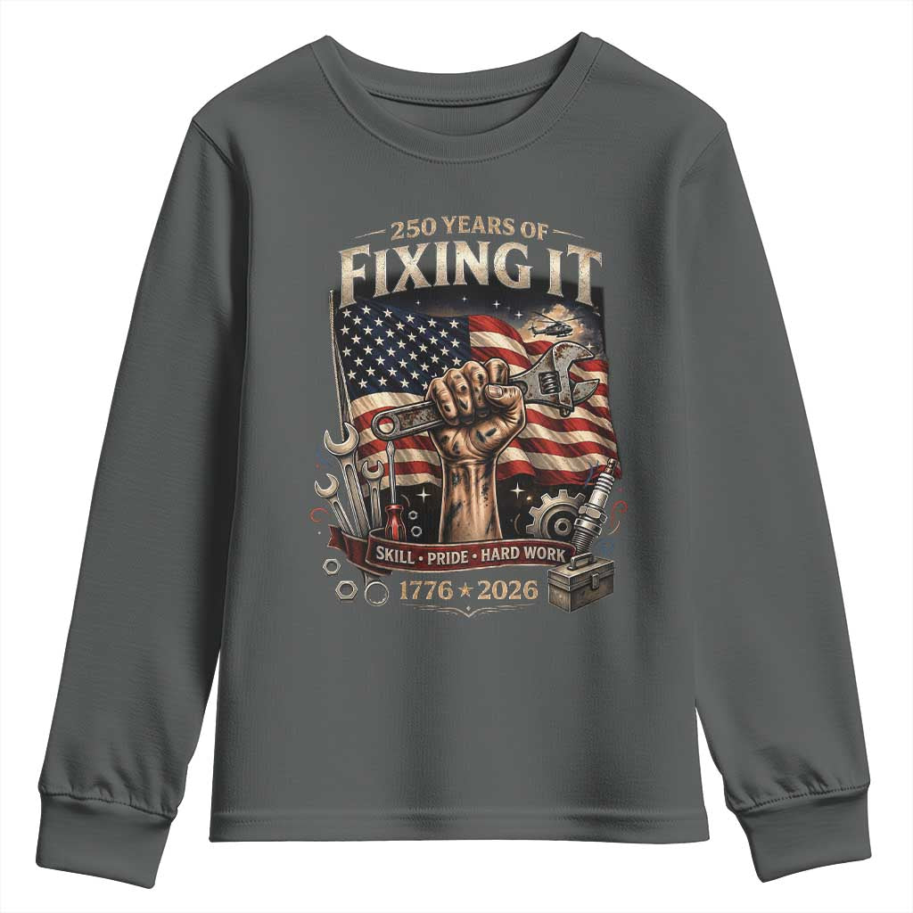 250 Years Of Fixing It Mechanic Pride Youth Sweatshirt America 250 Anniversary Gift