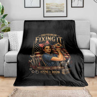 Patriotic Rosie Mechanic Feminist Pride Throw Blanket 250 Years Of Fixing It