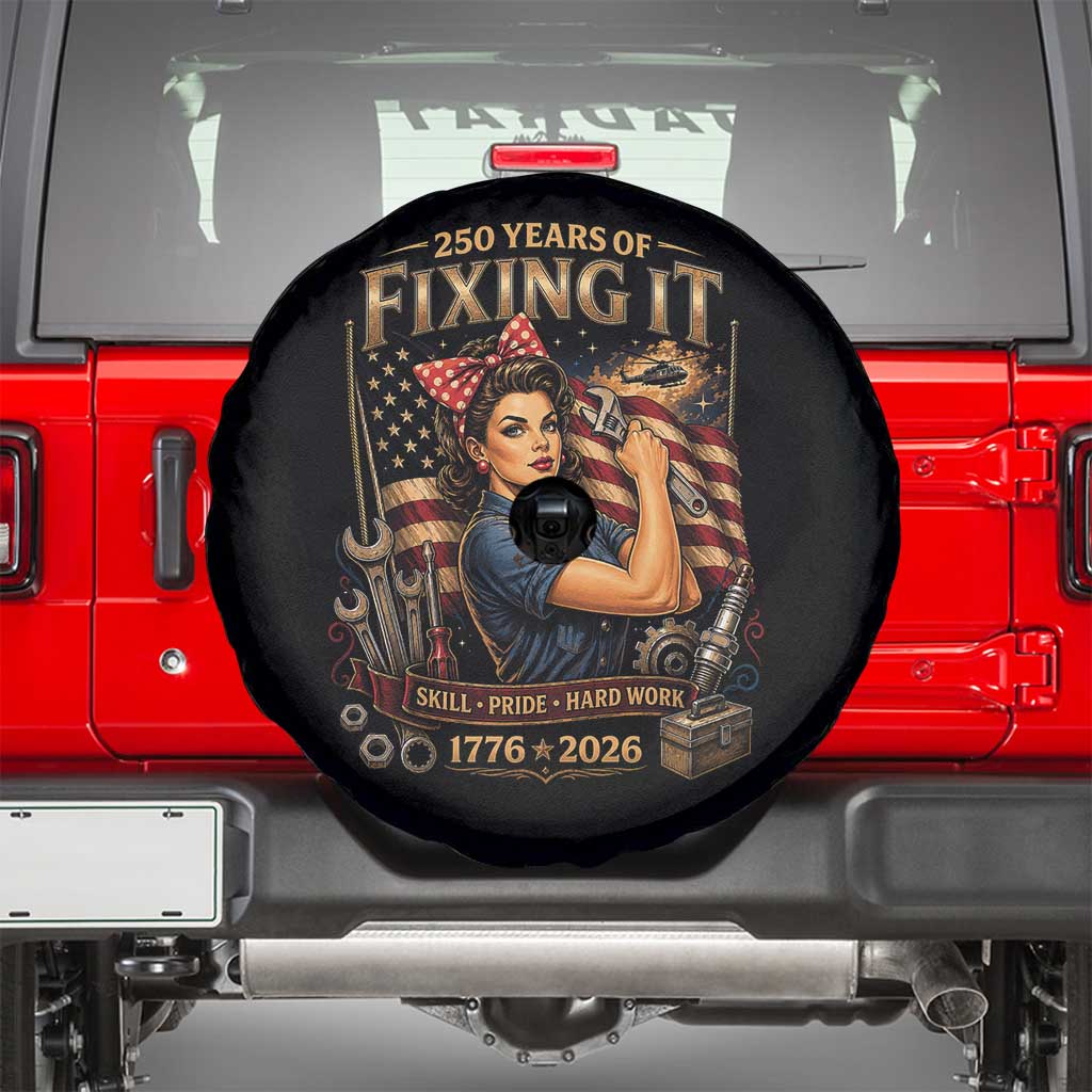 Patriotic Rosie Mechanic Feminist Pride Spare Tire Cover 250 Years Of Fixing It