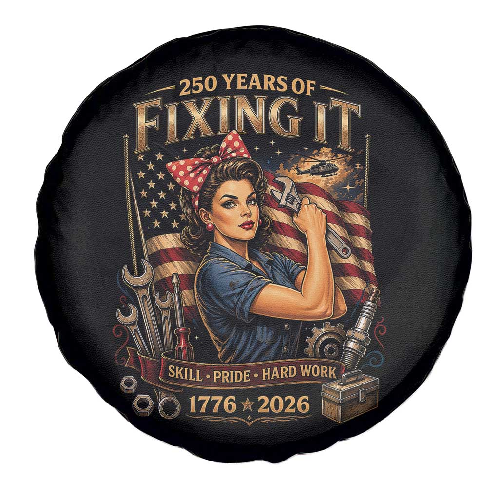 Patriotic Rosie Mechanic Feminist Pride Spare Tire Cover 250 Years Of Fixing It