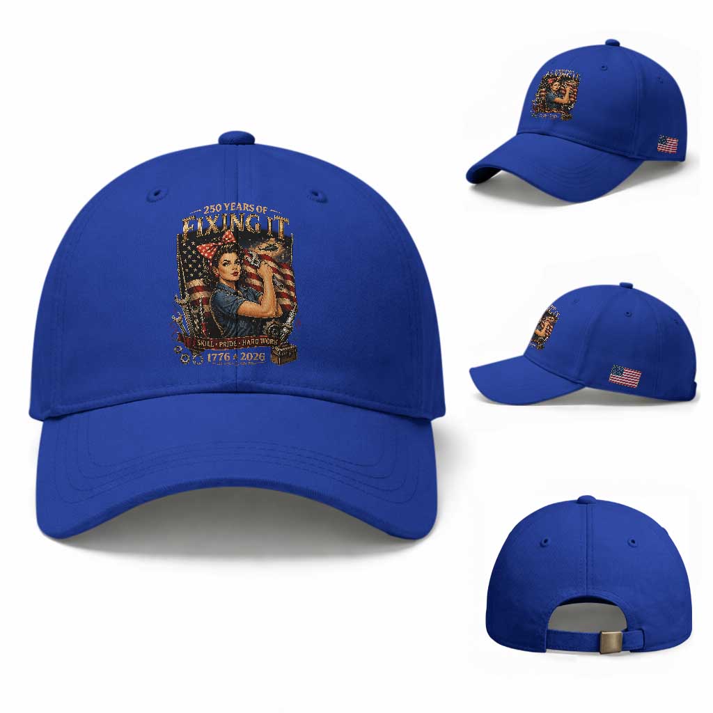 Patriotic Rosie Mechanic Feminist Pride Baseball Cap 250 Years Of Fixing It