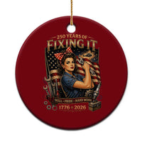 Patriotic Rosie Mechanic Feminist Pride Ceramic Ornament 250 Years Of Fixing It