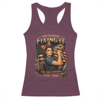 Patriotic Rosie Mechanic Feminist Pride Racerback Tank Top 250 Years Of Fixing It